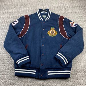 Vintage Roots 73 Canada Varsity Jacket Men Size Large L Navy Blue Wool DEFECT